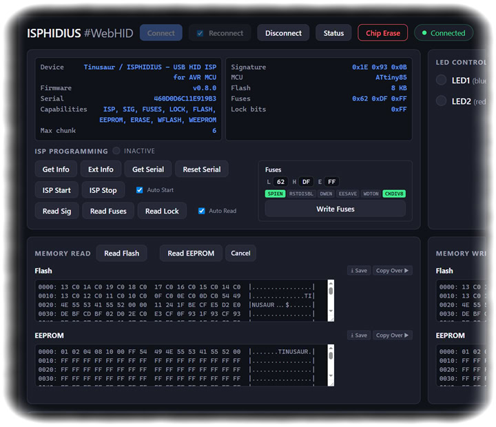 ISPHIDIUS WebHID app screenshot